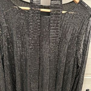 Luxe black long sleeve party formal sequins dress